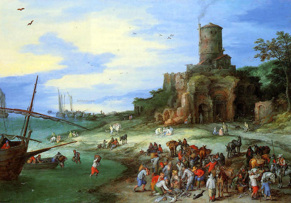  The Elder Jan Bruegel Coastal Landscape with the Tomb of Scipion - Canvas Art Print