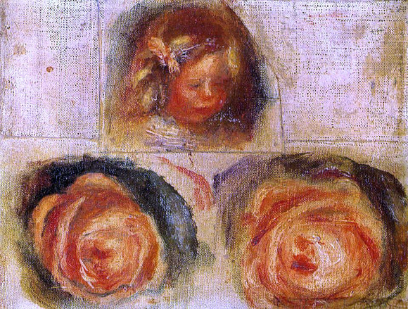  Pierre Auguste Renoir Coco and Roses (study) - Canvas Art Print