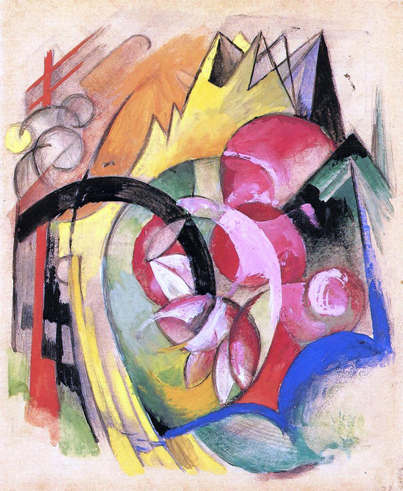  Franz Marc Coloful Flowers (also known as Abstract Forms) - Canvas Art Print