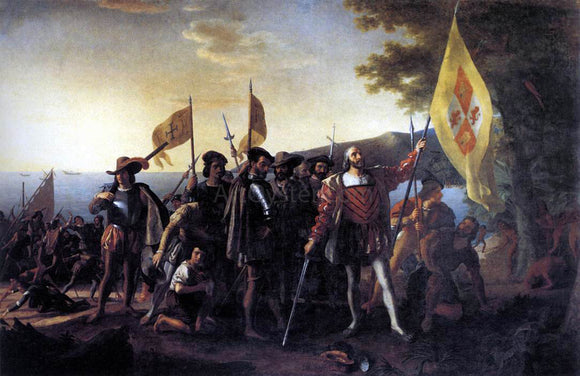  John Vanderlyn Columbus Landing at Guanahani, 1492 - Canvas Art Print