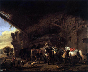  Philips Wouwerman Coming out of an Inn - Canvas Art Print