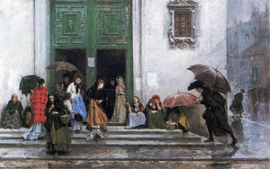  Raimundo de Madrazo Y Garreta Coming out of Church - Canvas Art Print
