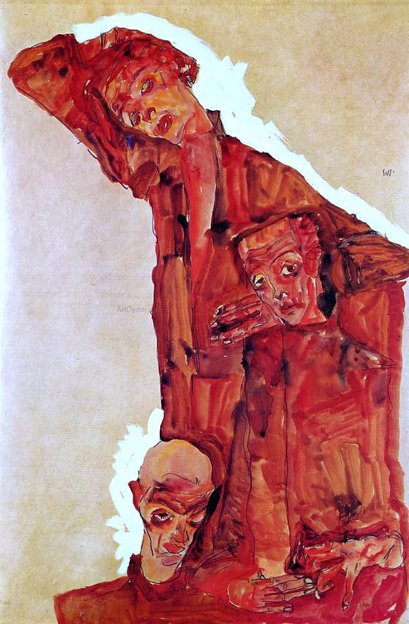  Egon Schiele Composition with Three Male Figures (also known as Self Portrait) - Canvas Art Print