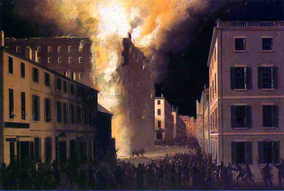  John Ritto Penniman Conflagration of the Exchange Coffee House, Boston - Canvas Art Print