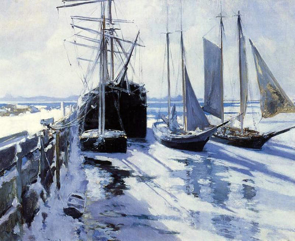  John Twachtman Connecticut Shore, Winter - Canvas Art Print