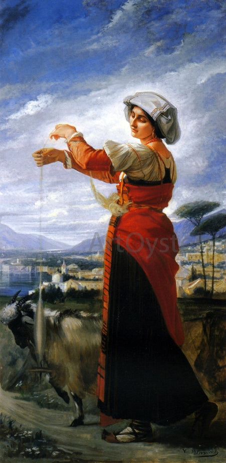  Vicente Palmaroli Y Gonzalez Contadina with a Goat - Canvas Art Print