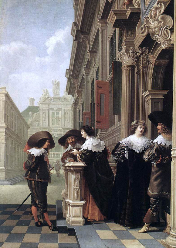  Dirck Van Delen Conversation Outside a Castle - Canvas Art Print