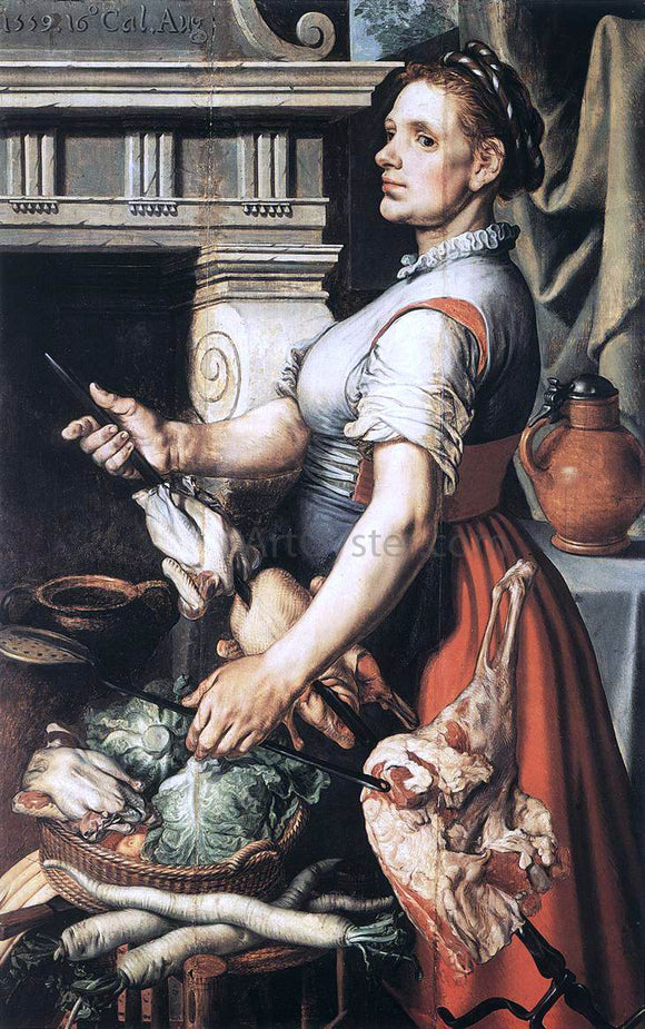  Pieter Aertsen Cook in Front of the Stove - Canvas Art Print