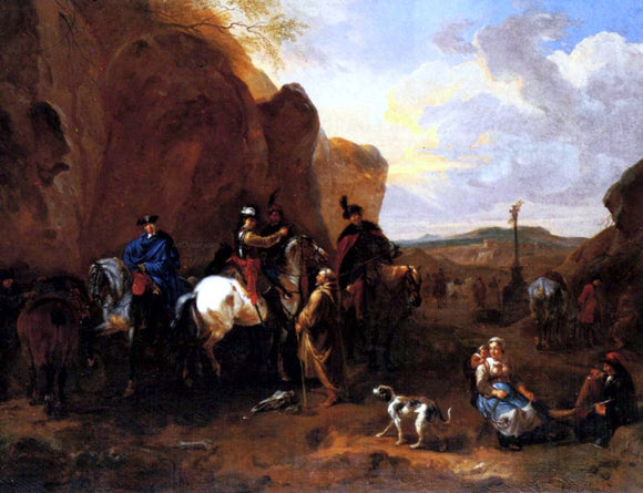  Dirck Maas Cossacks On Horseback Asking A Hermit For Directions - Canvas Art Print