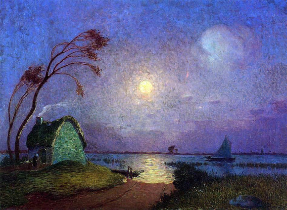  Ferdinand Du Puigaudeau Cottage in the Moonlight in Briere - Canvas Art Print