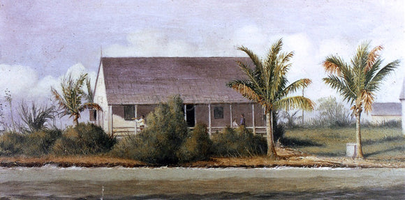  William Aiken Walker Cottage on Beach with Palm Trees (Florida) - Canvas Art Print