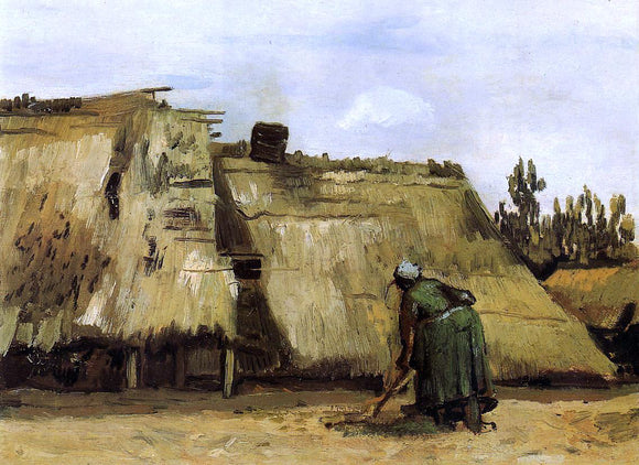  Vincent Van Gogh Cottage with Woman Digging - Canvas Art Print