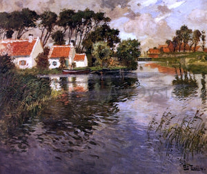  Fritz Thaulow Cottages by a River - Canvas Art Print