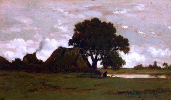  Theodore Rousseau Cottages near a Pond - Canvas Art Print