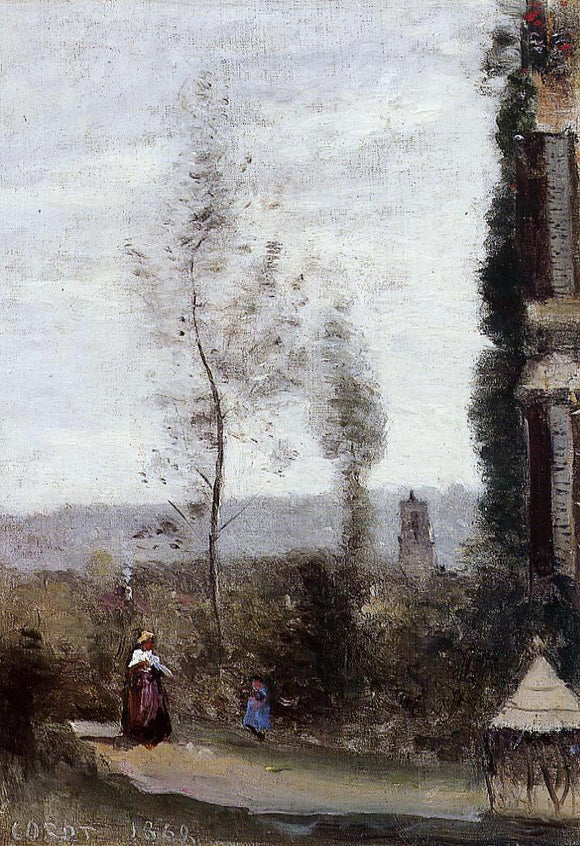  Jean-Baptiste-Camille Corot Coulommiers, The Garden of M. Preschez - Canvas Art Print