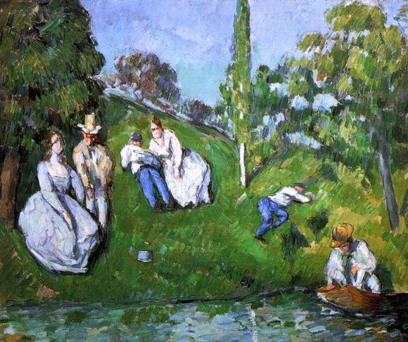  Paul Cezanne Couples Relaxing by a Pond - Canvas Art Print