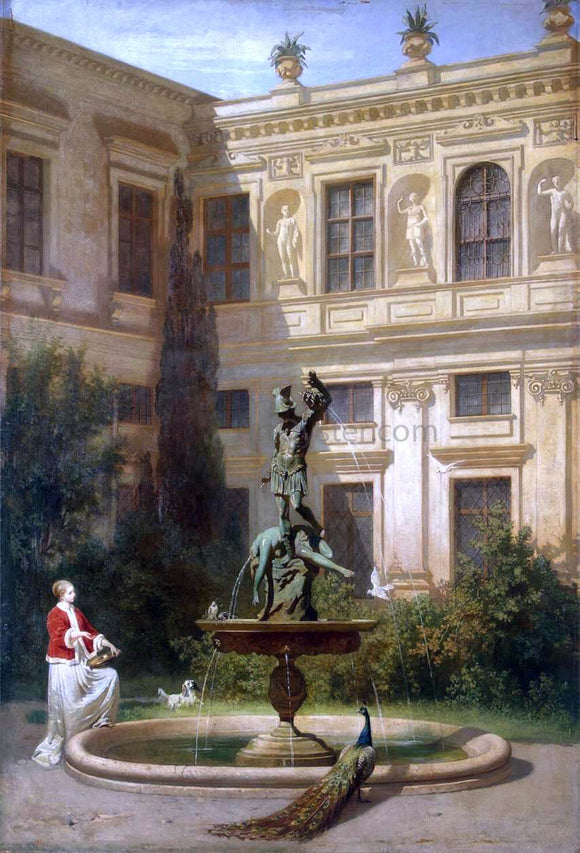  Hans Von Marees Courtyard with the Grotto in the Munich Royal Residence - Canvas Art Print