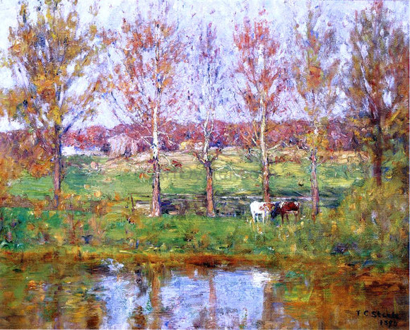  Theodore Clement Steele Cows by the Stream - Canvas Art Print