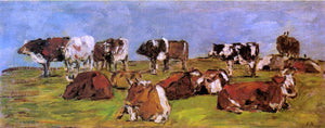  Eugene-Louis Boudin Cows in a Field - Canvas Art Print