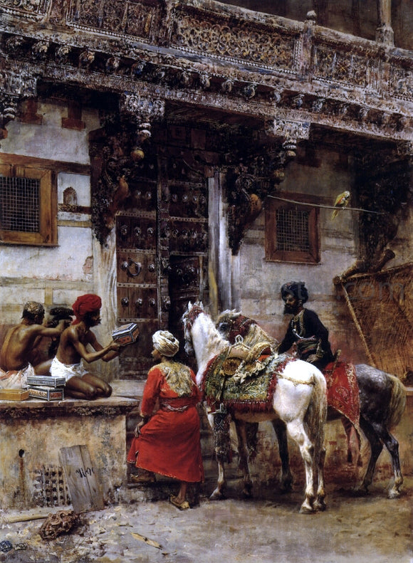  Edwin Lord Weeks Craftsman Selling Cases by a Teak-Wood Building, Ahmedabad - Canvas Art Print