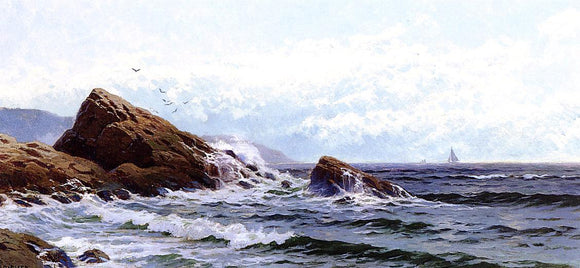  Alfred Thompson Bricher Crashing Waves - Canvas Art Print