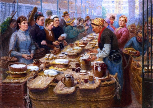  Edouard-Jean Dambourgez Cream and Cheese Merchants of Les Halles - Canvas Art Print
