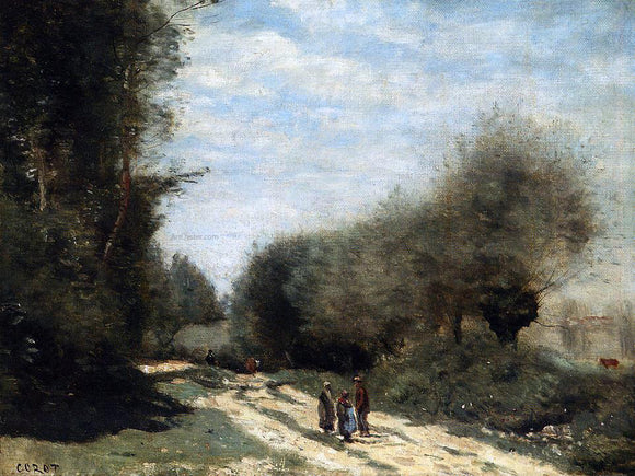  Jean-Baptiste-Camille Corot Crecy-en-Brie - Road in the Country - Canvas Art Print