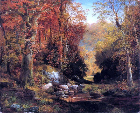  Thomas Moran Cresheim Glen, Wissahickon, Autumn - Canvas Art Print
