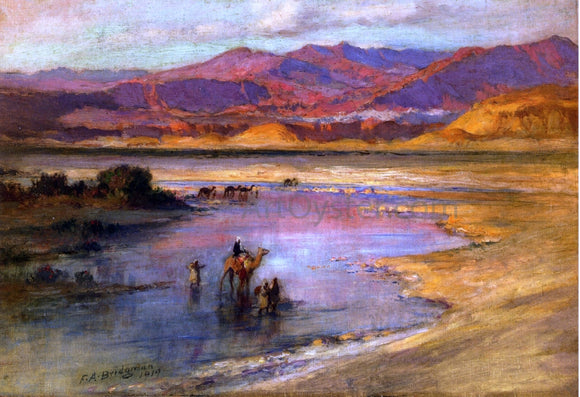  Frederick Arthur Bridgeman Crossing an Oasis, with the Atlas Mountains in the Distance, Morocco - Canvas Art Print