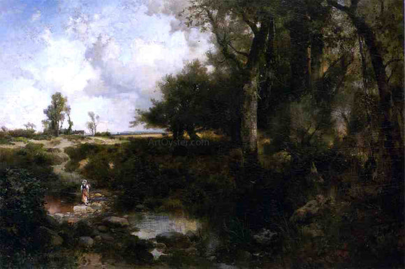  Thomas Moran Crossing the Brook Near Plainfield, New Jersey - Canvas Art Print