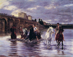  Lucien Alphonse Gros Crossing the River - Canvas Art Print