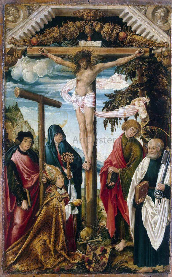  Hans Wertinger Crucifixion with Saints and Donor - Canvas Art Print