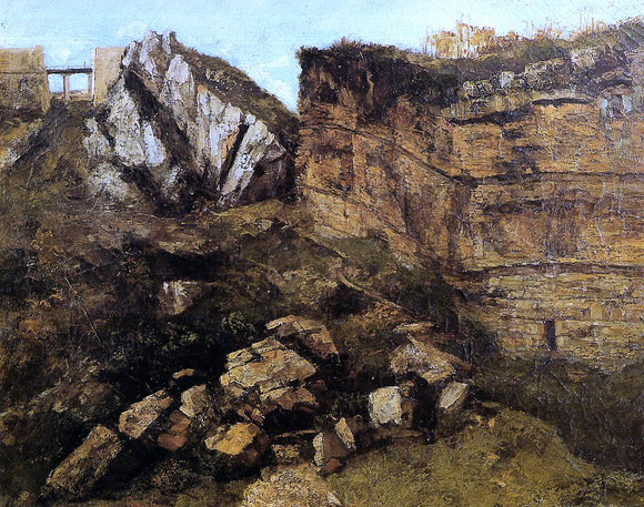  Gustave Courbet Crumbling Rocks - Canvas Art Print