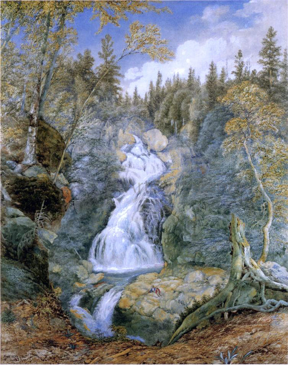  John William Hill Crystal Cascade, White Mountains - Canvas Art Print