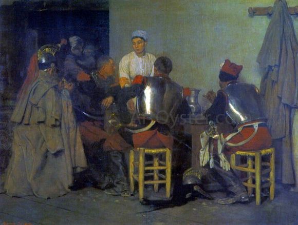  Guillaume Regamey Cuirassiers at the Tavern - Canvas Art Print
