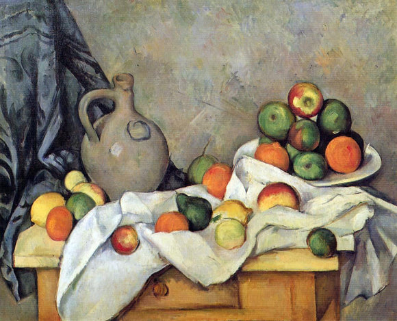  Paul Cezanne A Curtain, Jug and Fruit - Canvas Art Print