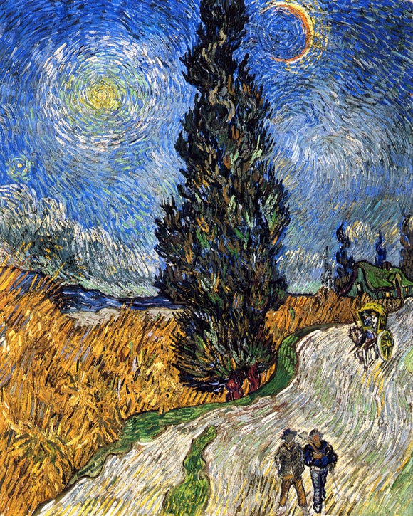  Vincent Van Gogh A Cypress against a Starry Sky (also known as Road with Cypresses) - Canvas Art Print