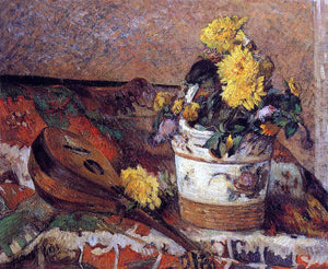  Paul Gauguin Dahlias and Mandolin - Canvas Art Print