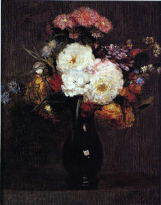  Henri Fantin-Latour Dahlias, Queens Daisies, Roses and Corn Flowers - Canvas Art Print