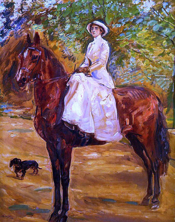  Max Slevogt Dame im Weissen Reitkleid zu Pferde - Canvas Art Print