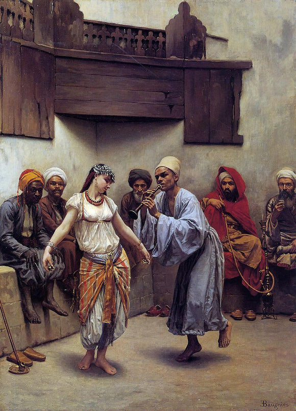  Jacques Baugnies Dancing in a Cafe in Cairo - Canvas Art Print