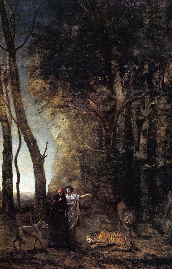 Jean-Baptiste-Camille Corot Dante and Virgil - Canvas Art Print