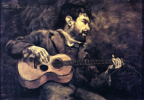  Theo Van Rysselberghe Dario de Regoyos Playing the Guitar - Canvas Art Print