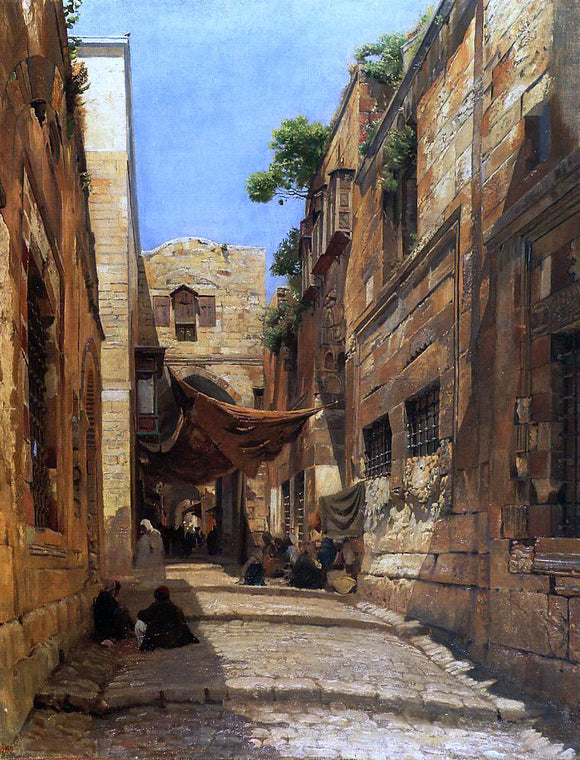  Gustav Bauernfeind David Street in Jerusalem - Canvas Art Print