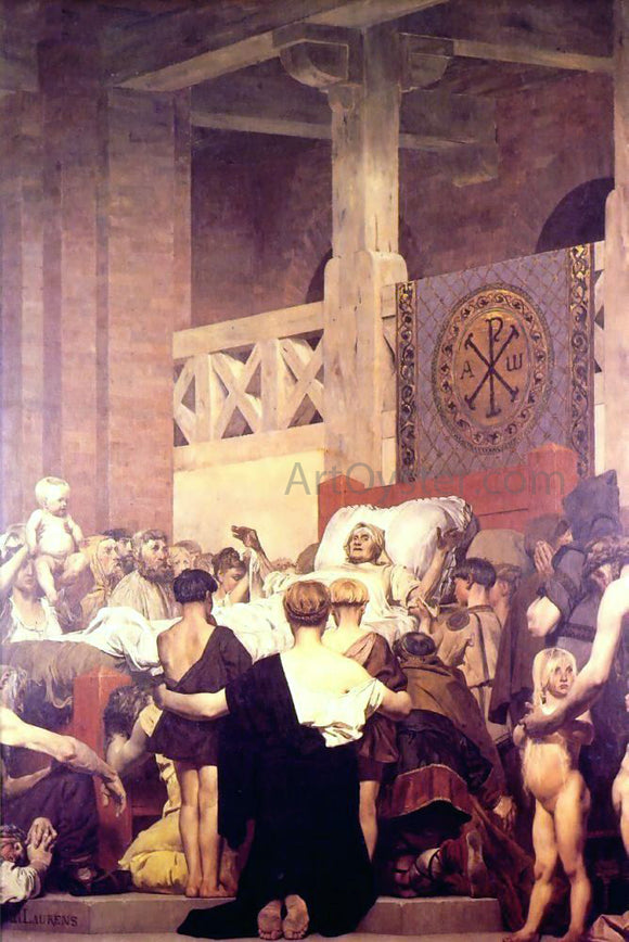  Jean-Paul Laurens Death of Saint Genevieve (center panel) - Canvas Art Print