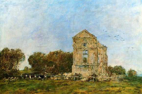  Eugene-Louis Boudin Deauville, Ruins of the Chateau de Lassay - Canvas Art Print