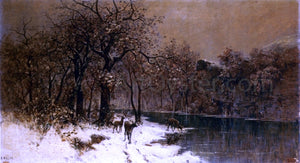  Prospero Ricca Deer in a Wintery Forest - Canvas Art Print