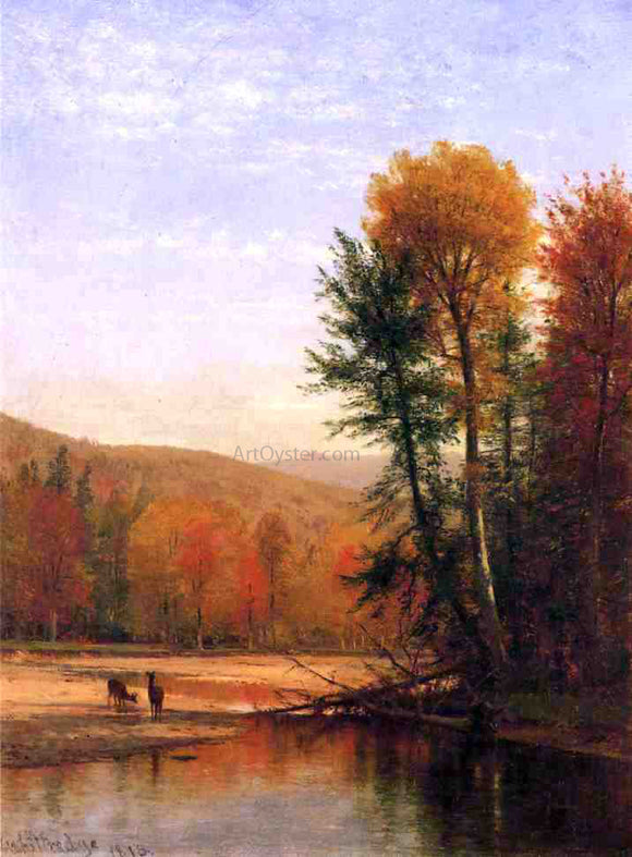  Thomas Worthington Whittredge Deer in an Autumn Landscape - Canvas Art Print