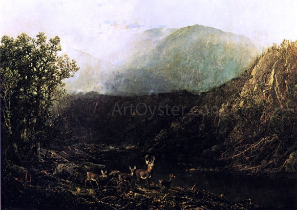  William Louis Sonntag Deer in Landscape - Canvas Art Print