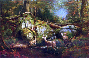  Arthur Fitzwilliam Tait Deer in the Adirondacks - Canvas Art Print